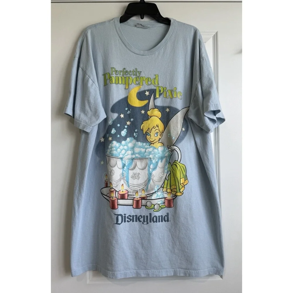 Vintage 90s Disneyland Resort Perfectly Pampered Pixie Womens Graphic Nightshirt - Picture 1 of 7